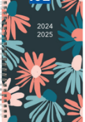 8x5 Weekly/Monthly Academic Planner, 13 Months, Poly Cover, Blossom Design, Navy