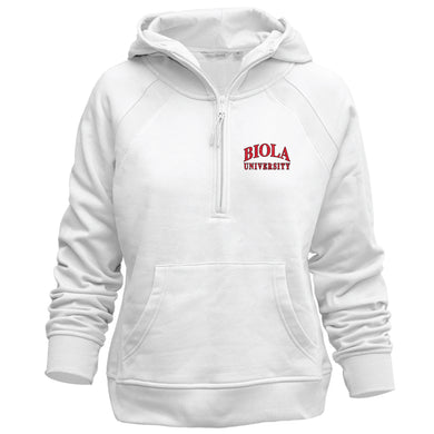 Ladies Asana Half Zip Hoodie, White