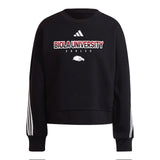 Ladies Adidas Hip Length 3-Stripe Crew, Black