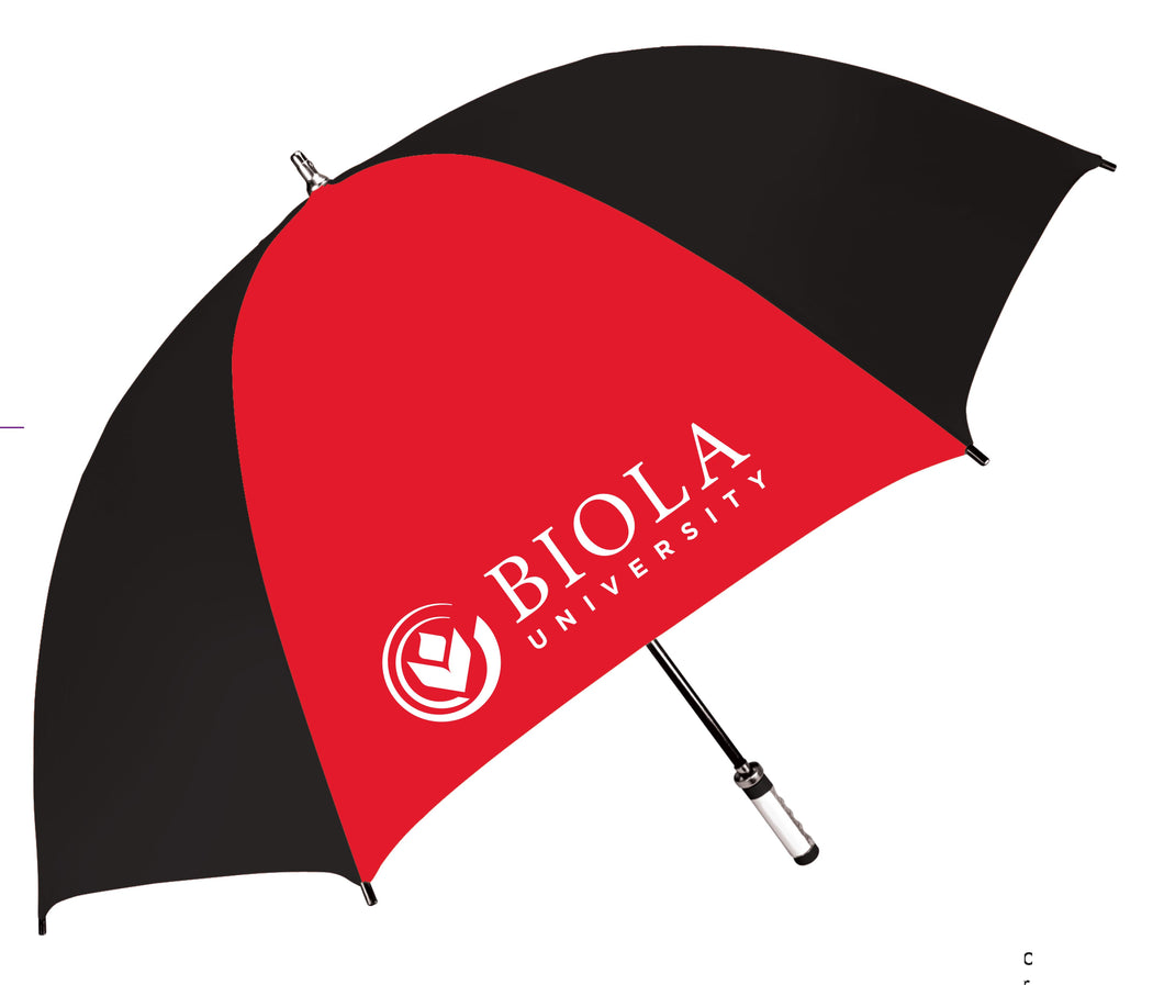 Birdie Sporty Fiberglass Shaft Imprinted Golf Umbrella, Red/Black Stripe