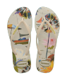 Colorful floral-patterned insoles on a white background