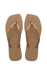 Ladies Metallic Rose Gold Slim Square Sandal