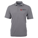 Virtue Eco Pique Stripe Recycled Mens Polo | Black