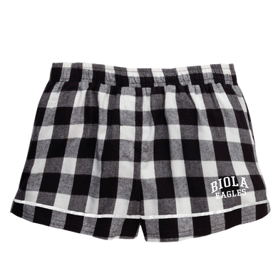 Ladies Flannel Short, Black/White Buffalo Check