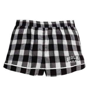 Ladies Flannel Short, Black/White Buffalo Check