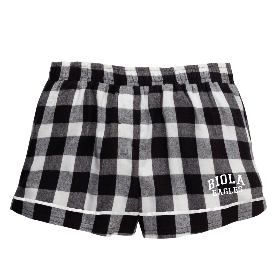 Ladies Flannel Short, Black/White Buffalo Check