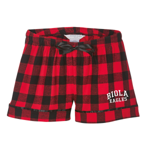Ladies Flannel Short, Red Blk Buffalo