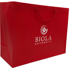 Eurotote Red Gift Bag with Rope Handles and Silver Imprint, 16x6x12