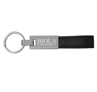 Leather Strap Metal Key Chain by LXG, Black (F22)