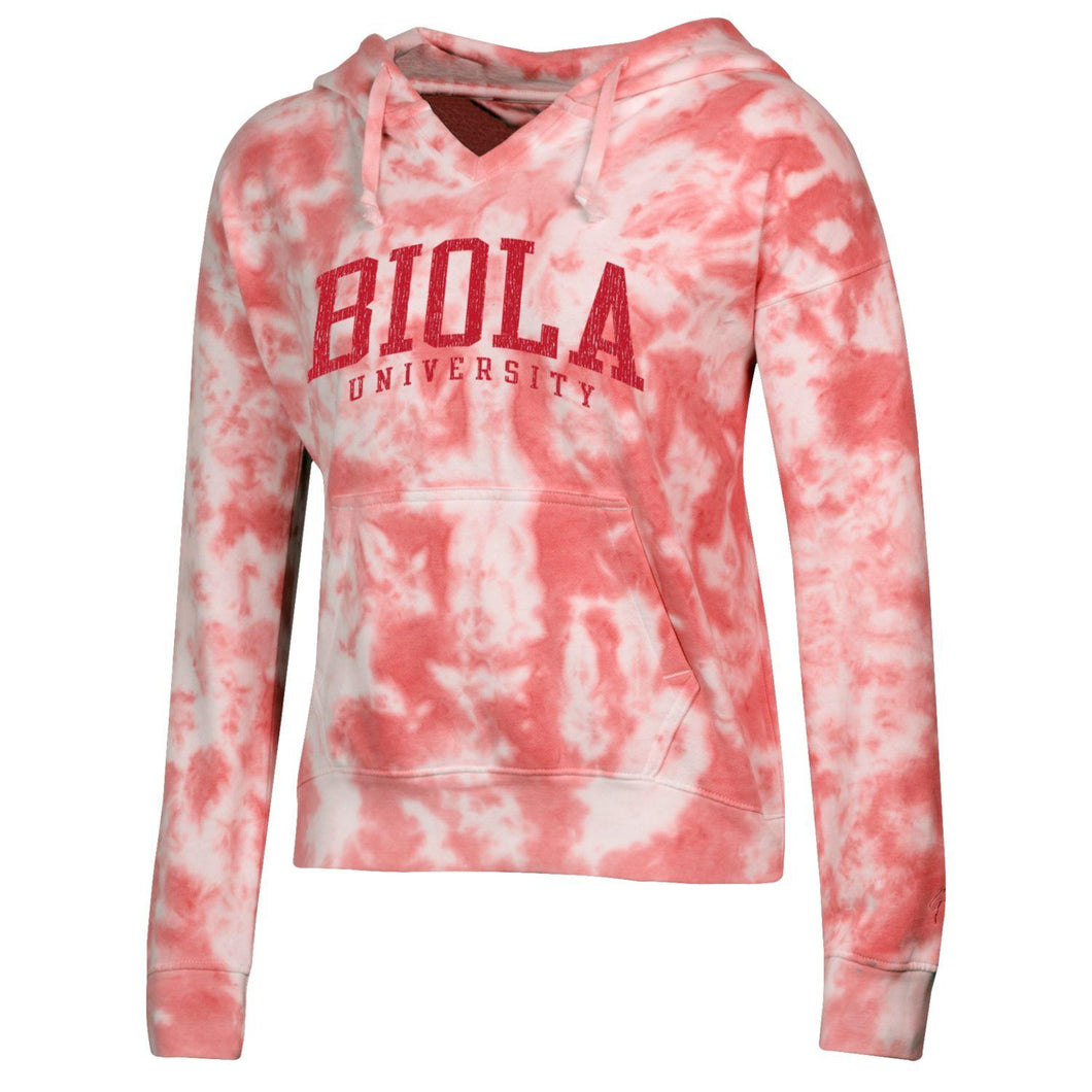 Women's Big Cotton Tie-Dye Pullover, Cardinal
